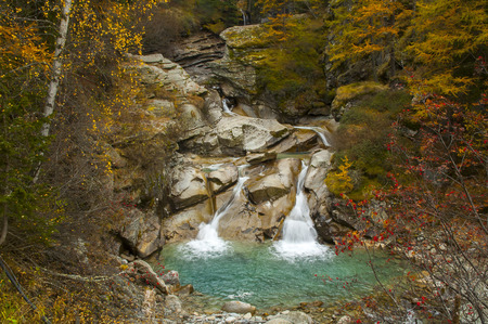 Mountain waterfall, Lillaz, Italyの写真素材