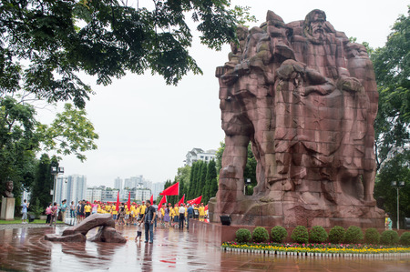People at the Hongyanhun Squareのeditorial素材