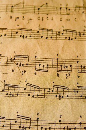Background image of musical notes. Vintage look.の写真素材