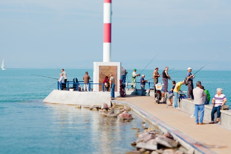 Fishing in Siofok on Lake Balaton, Hungaryのeditorial素材