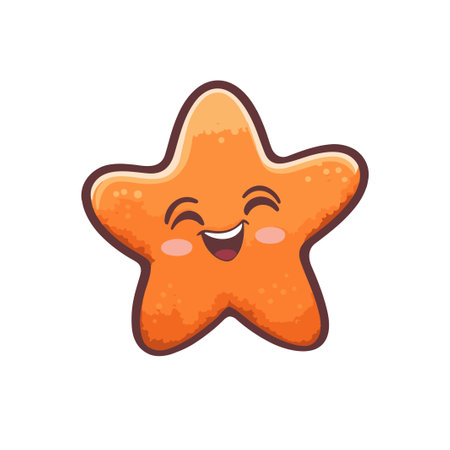 Cute gingerbread star character. Vector illustration isolated on white background.のイラスト素材