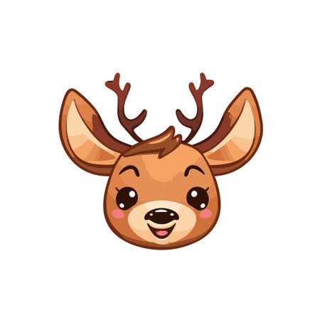 Cute cartoon christmas deer with big antlers. Vector illustrationのイラスト素材