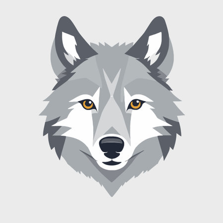 Wolf head isolated on gray background. Vector illustration for your design. a thoughtful wolf, thinking about something,のイラスト素材