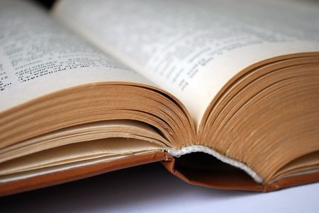 Opened scientific book close up