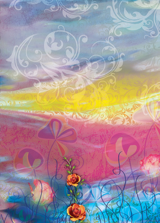textile digital print colorful flower and background designの写真素材