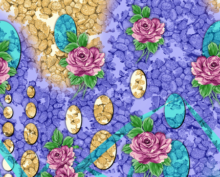 Beautiful colorful textile print design with flowerの写真素材