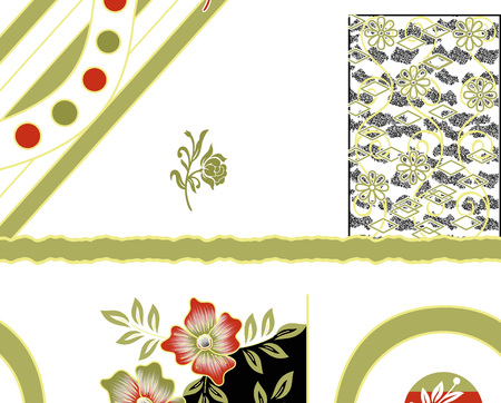 Beautiful colorful textile print design with flowerの写真素材