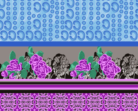 Beautiful colorful textile print design with flowerの写真素材