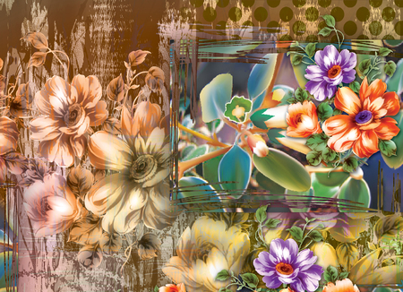 Colorful multi effect textile design scarf,dress,curtain etc... print designの写真素材