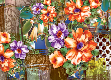 Colorful multi effect textile design scarf,dress,curtain etc... print designの写真素材