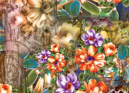 Colorful multi effect textile design scarf,dress,curtain etc... print designの写真素材