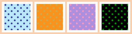 A set of polka dot textures with trendy colors fall-winter 2020-2021. Four types of textures with different colors for your use.のイラスト素材