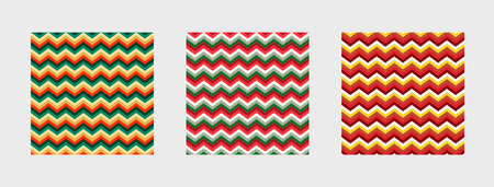 Vector set of Christmas textures. New Year / Christmas geometric print with zigzag stripes. Modern winter colors.のイラスト素材