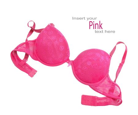 Pink bra isolated over white backgroundの写真素材