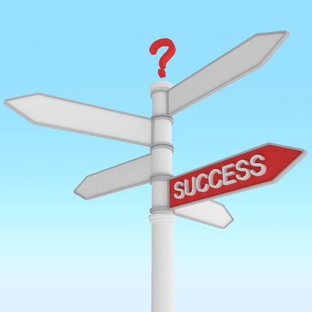  crossroad sign with one way success direction 