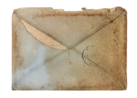 Vintage envelope isolated over whiteの写真素材