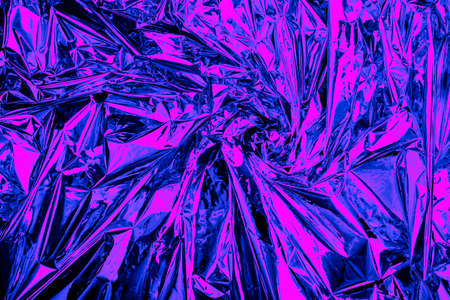 Neon background foil with purple and blue light. Psychedelic abstract gradient texture. Crazy wallpaper.の写真素材