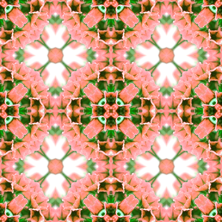 Abstract flowers seamless pattern background. Kaleidoscope from flowers. Hydraulic tile design.