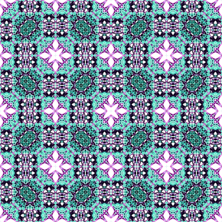 Abstract flowers seamless pattern background. Kaleidoscope from flowers. Hydraulic tile design.
