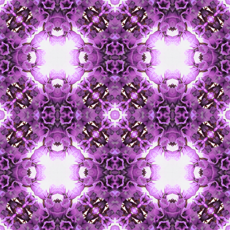 Abstract flowers seamless pattern background. Kaleidoscope from flowers. Hydraulic tile design.の写真素材