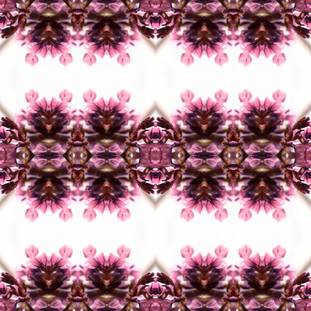 Abstract flowers seamless pattern background. Kaleidoscope from flowers. Hydraulic tile design.の写真素材