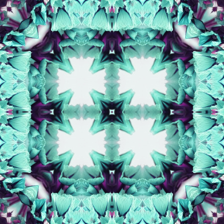 Abstract flowers seamless pattern background. Kaleidoscope from flowers. Hydraulic tile design.