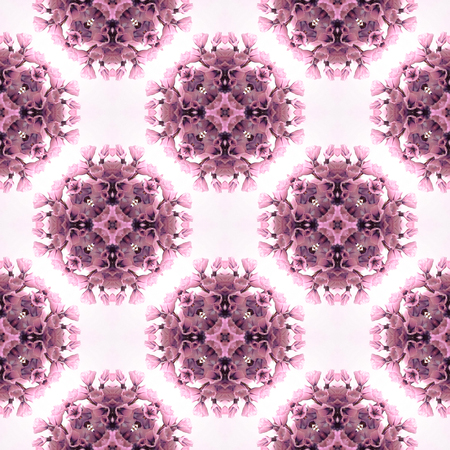 Abstract flowers seamless pattern background. Kaleidoscope from flowers. Hydraulic tile design.