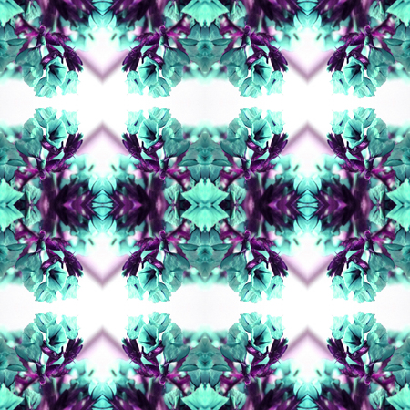 Abstract flowers seamless pattern background. Kaleidoscope from flowers. Hydraulic tile design.