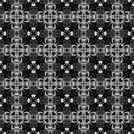 Abstract seamless pattern. Black and White background. Kaleidoscope from flowers. Hydraulic tile design.の写真素材