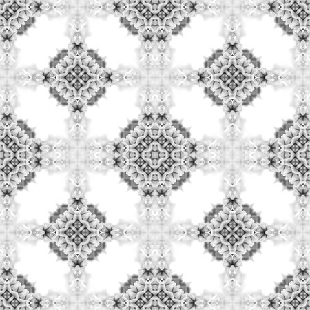 Abstract seamless pattern. Black and White background. Kaleidoscope from flowers. Hydraulic tile...