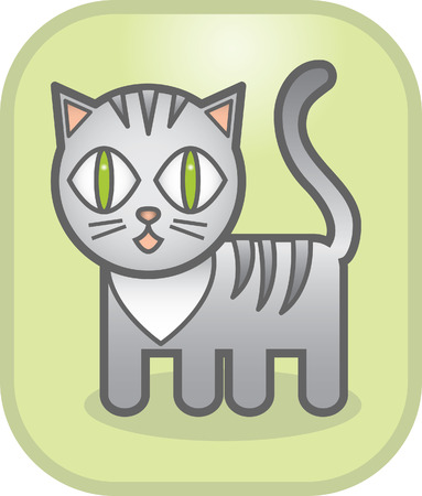 lovely grey cat on a green backgroundのイラスト素材