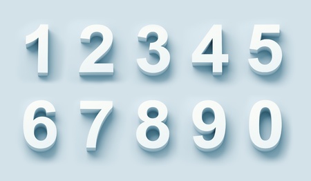 3d white numbers set in blue light