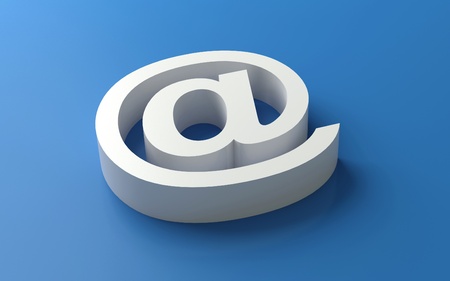 3d white e-mail symbol on blueの写真素材