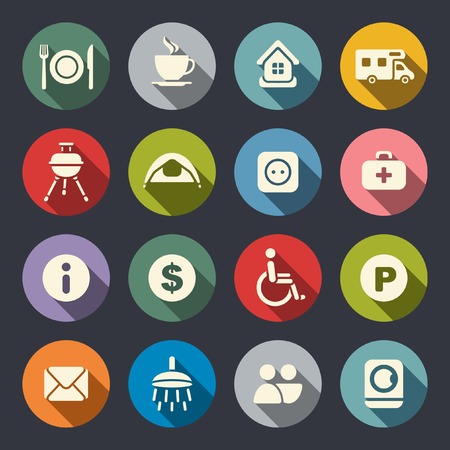 Camping flat iconsのイラスト素材