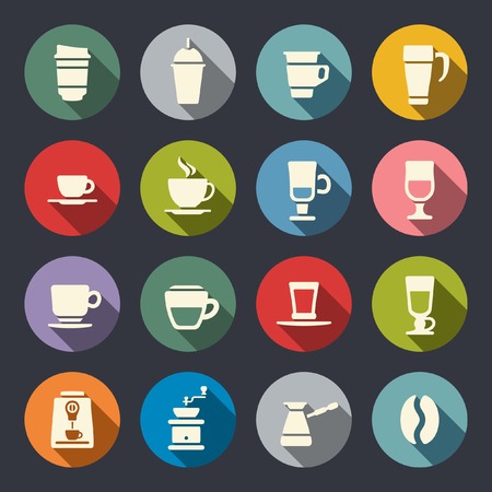 Coffee flat icons のイラスト素材