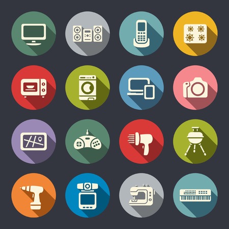 Electronics flat icon set のイラスト素材
