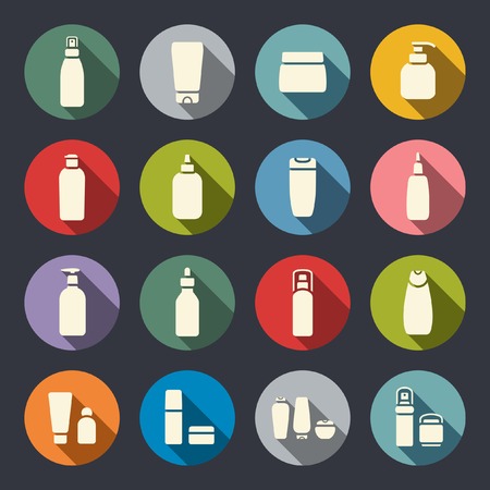 Cosmetic bottle flat icons のイラスト素材