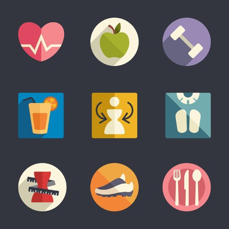 lat icon set  Diet and fitness theme のイラスト素材