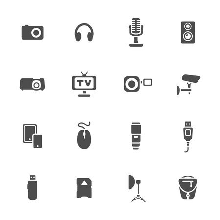 Photo and other technical devices icons set のイラスト素材