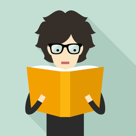 Boy reading a bookのイラスト素材