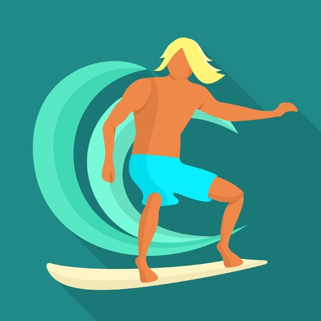 Surfing vector illustrationのイラスト素材