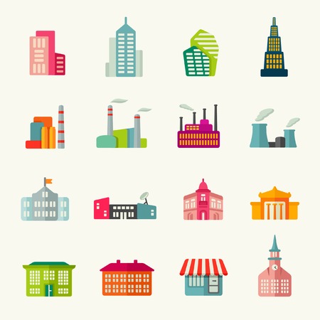 Buildings icon setのイラスト素材
