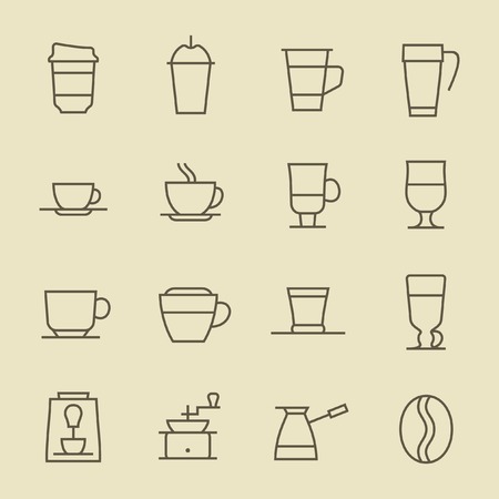 Coffee line icon setのイラスト素材