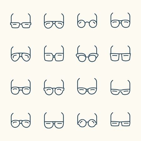 Glasses line iconsのイラスト素材