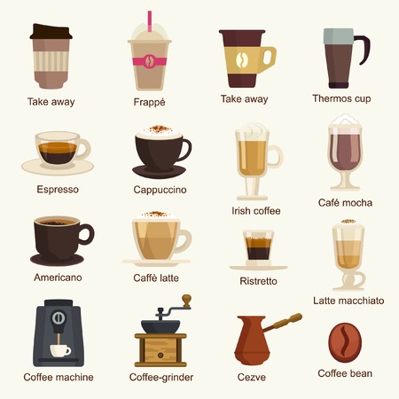 Coffee types vector setのイラスト素材