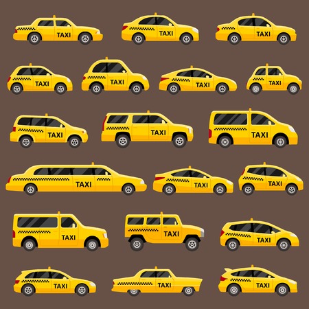 Automotive set of isolated taxi carsのイラスト素材