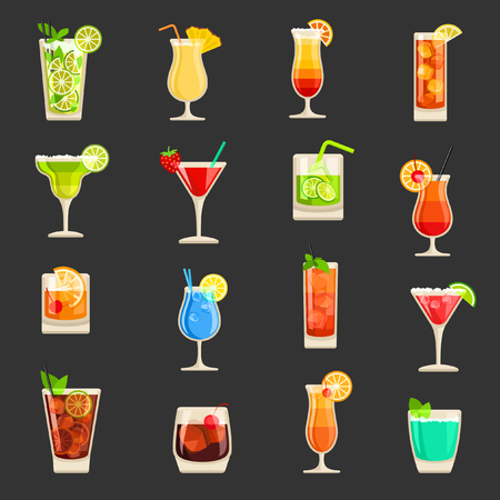 Cocktails  icon setのイラスト素材