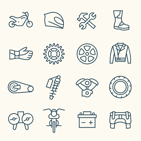 Motorcycle parts vector iconsのイラスト素材