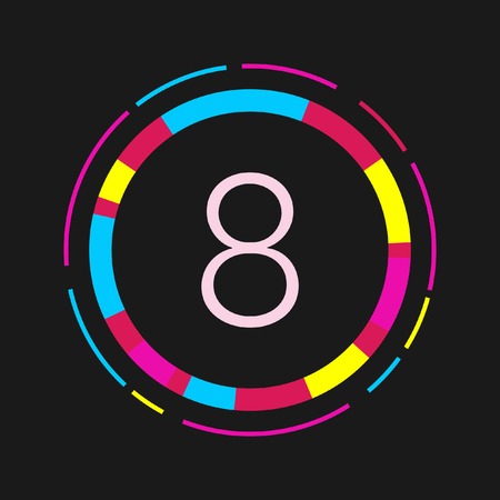 Number 8, abstract bright vector design element