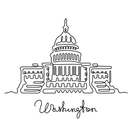 Washington DC, Capitol Building one line vector illustrationのイラスト素材